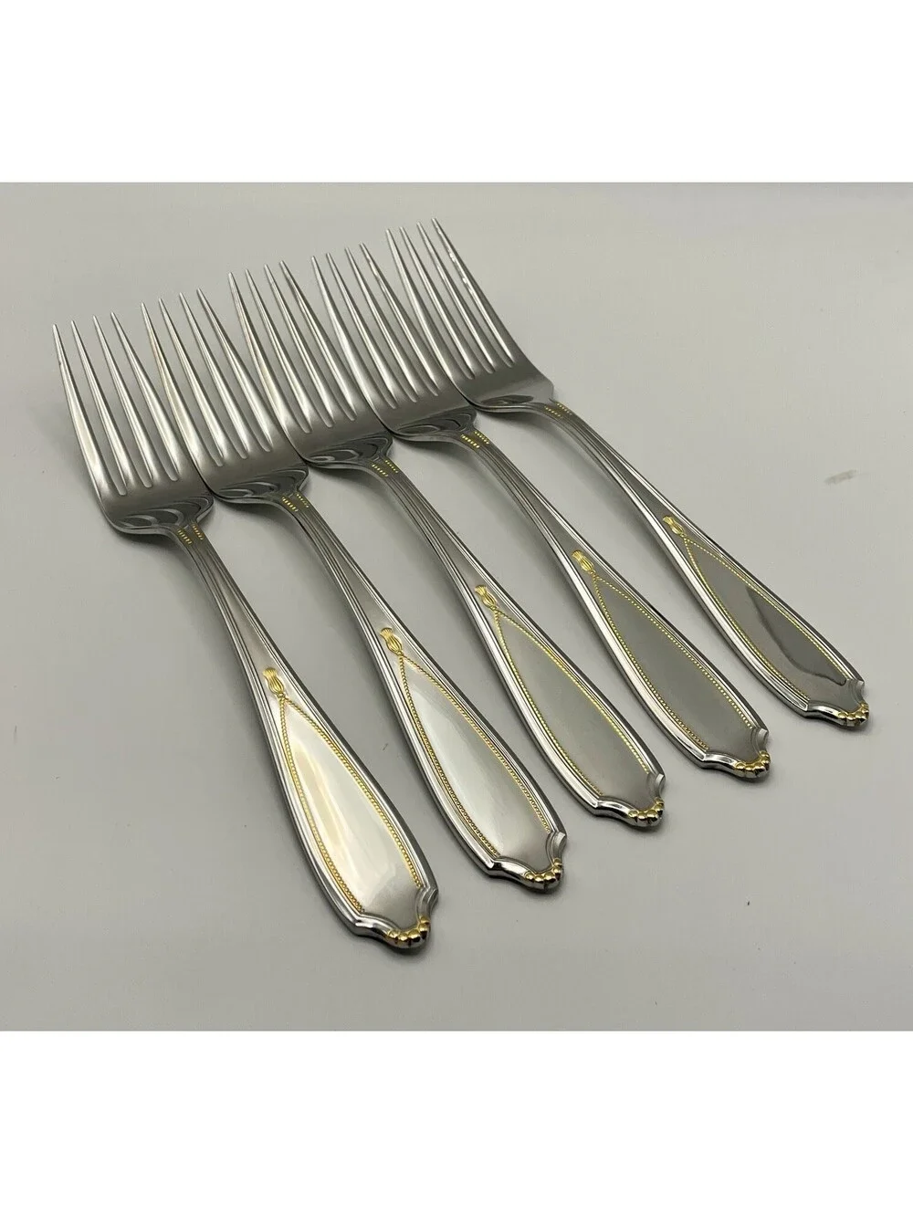 (5) Yamazaki VICTORIA GOLD Stainless Japan Dinner Fork Lot ~ 7.5”